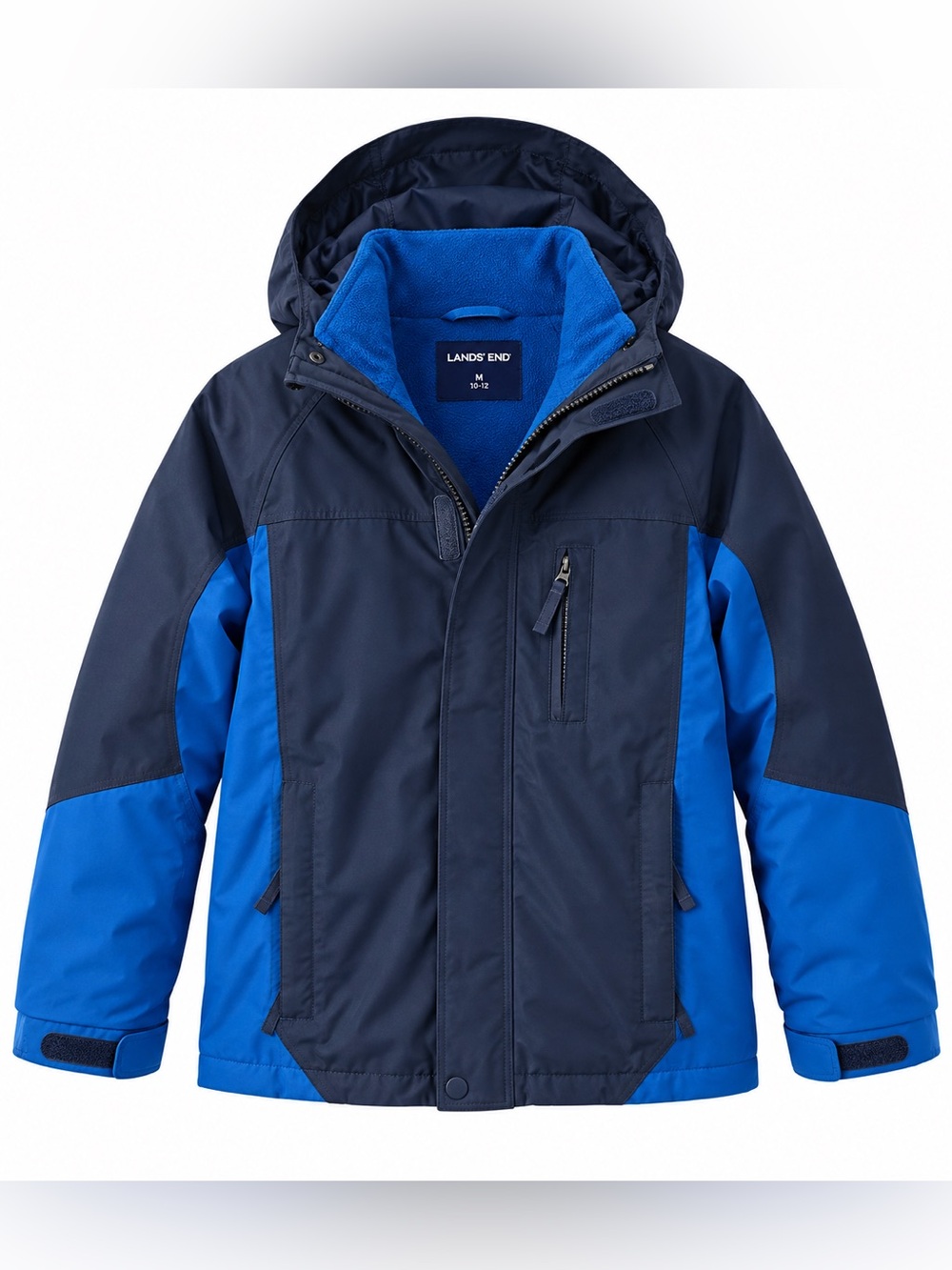 Lands End Squall Waterproof Insulated Jacket Cobalt Blue & Navy Colorblock 10-12